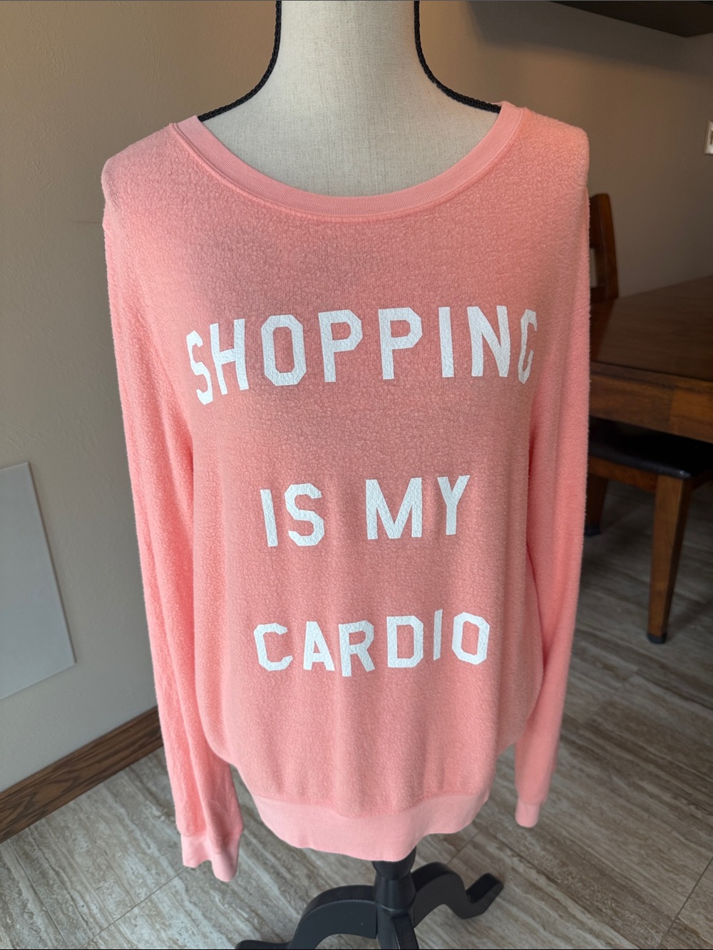 Wildfox Coral Pink 'Shopping Is My Cardio' Crew Sweatshirt